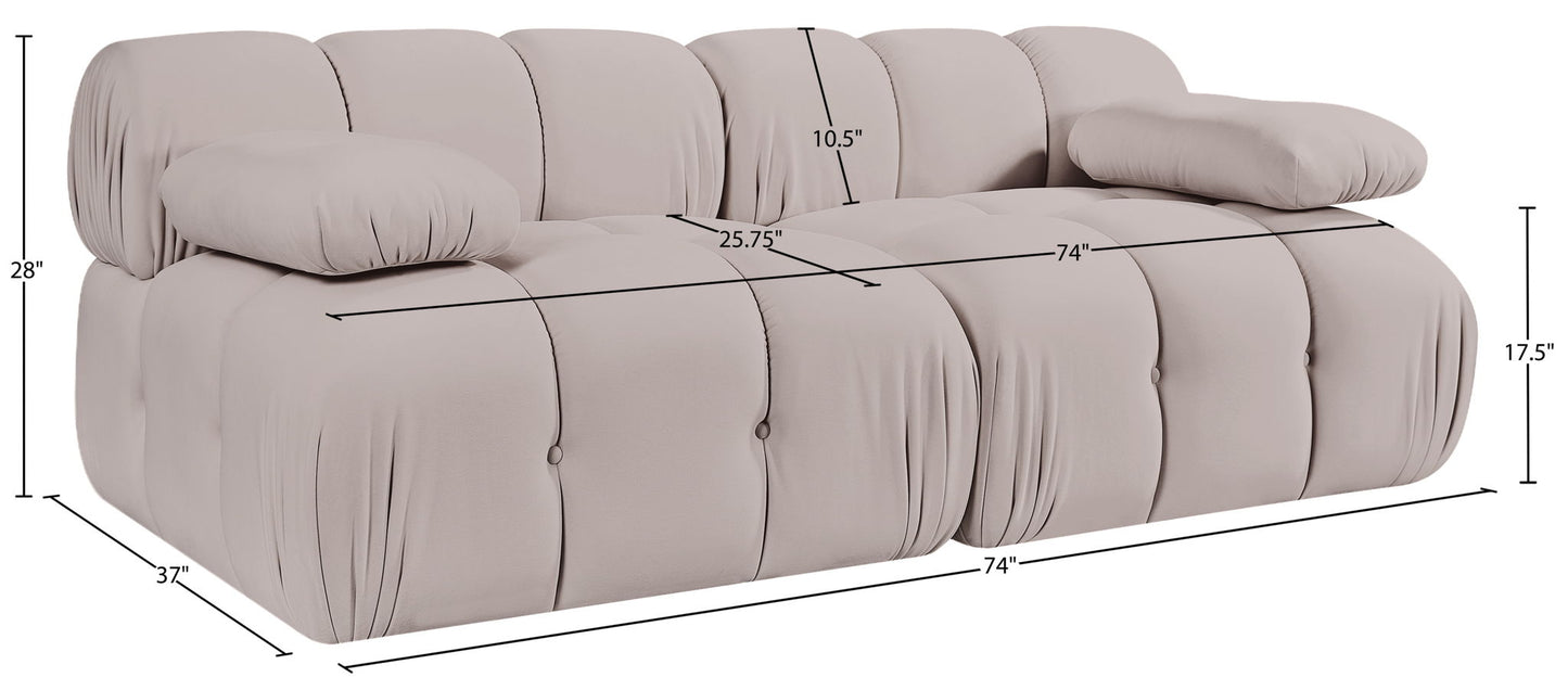 Orin - Velvet Performance Fabric Upholstered 2 Piece Modular Sofa