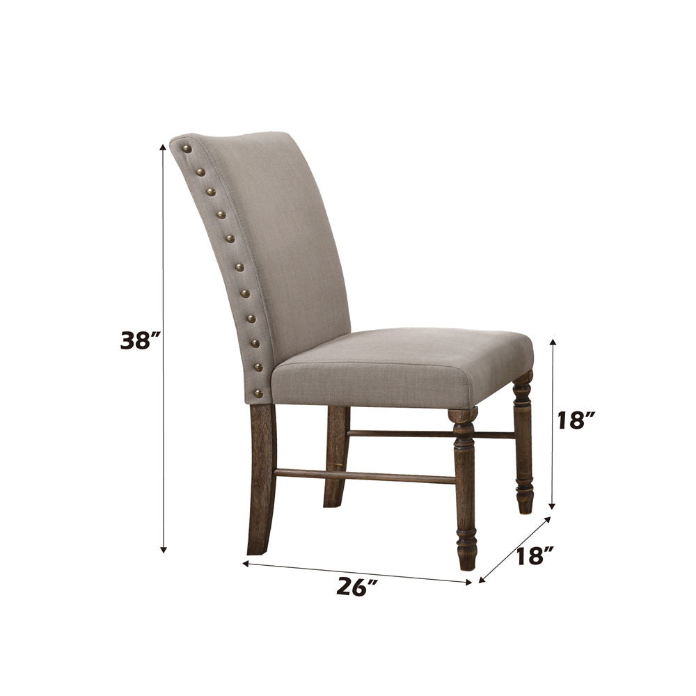 Leventis - Side Chair (Set of 2) - Cream Linen & Weathered Oak