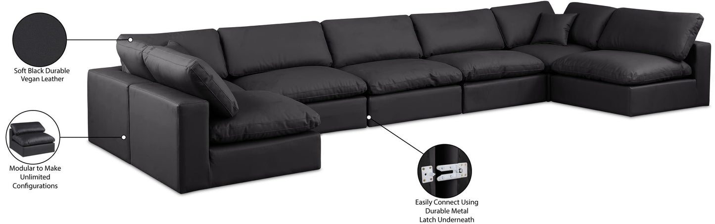 Comfy - 7 Piece Faux Leather Modular Armless Sectional