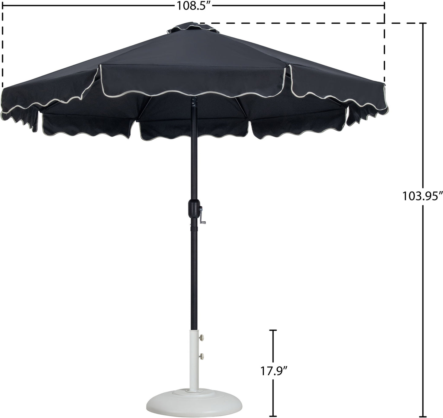 Amalfi - Patio Umbrella - White Base / Black Pole