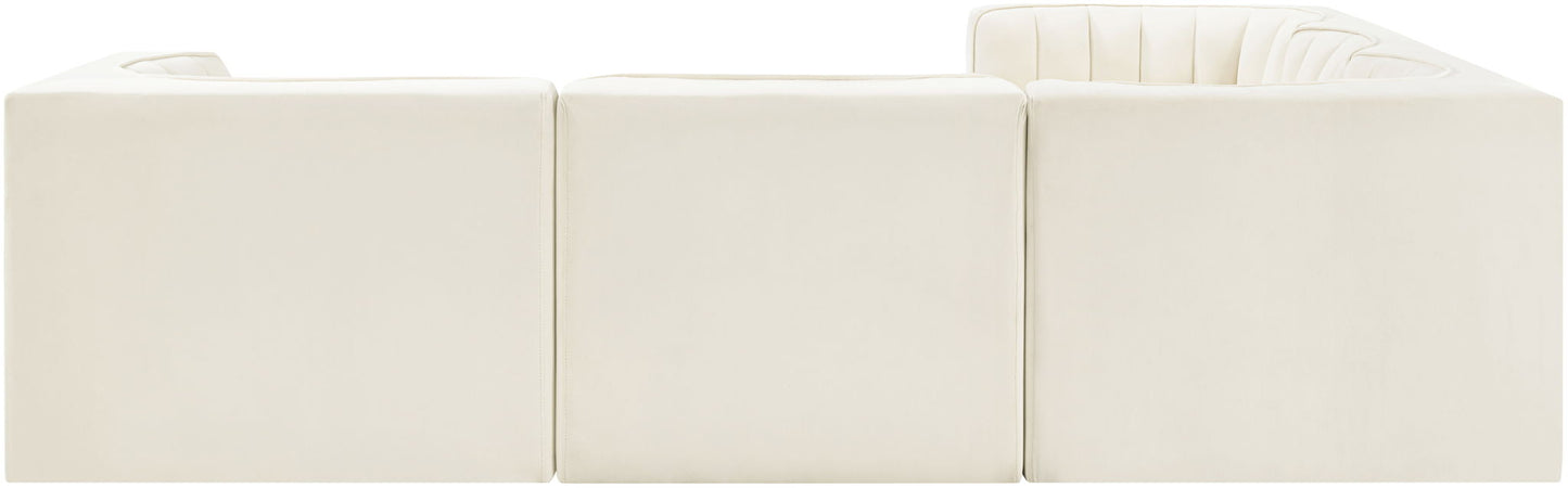 Rummi - Symmetrical Velvet Performance Fabric Upholstered 5 Piece Modular Sectional