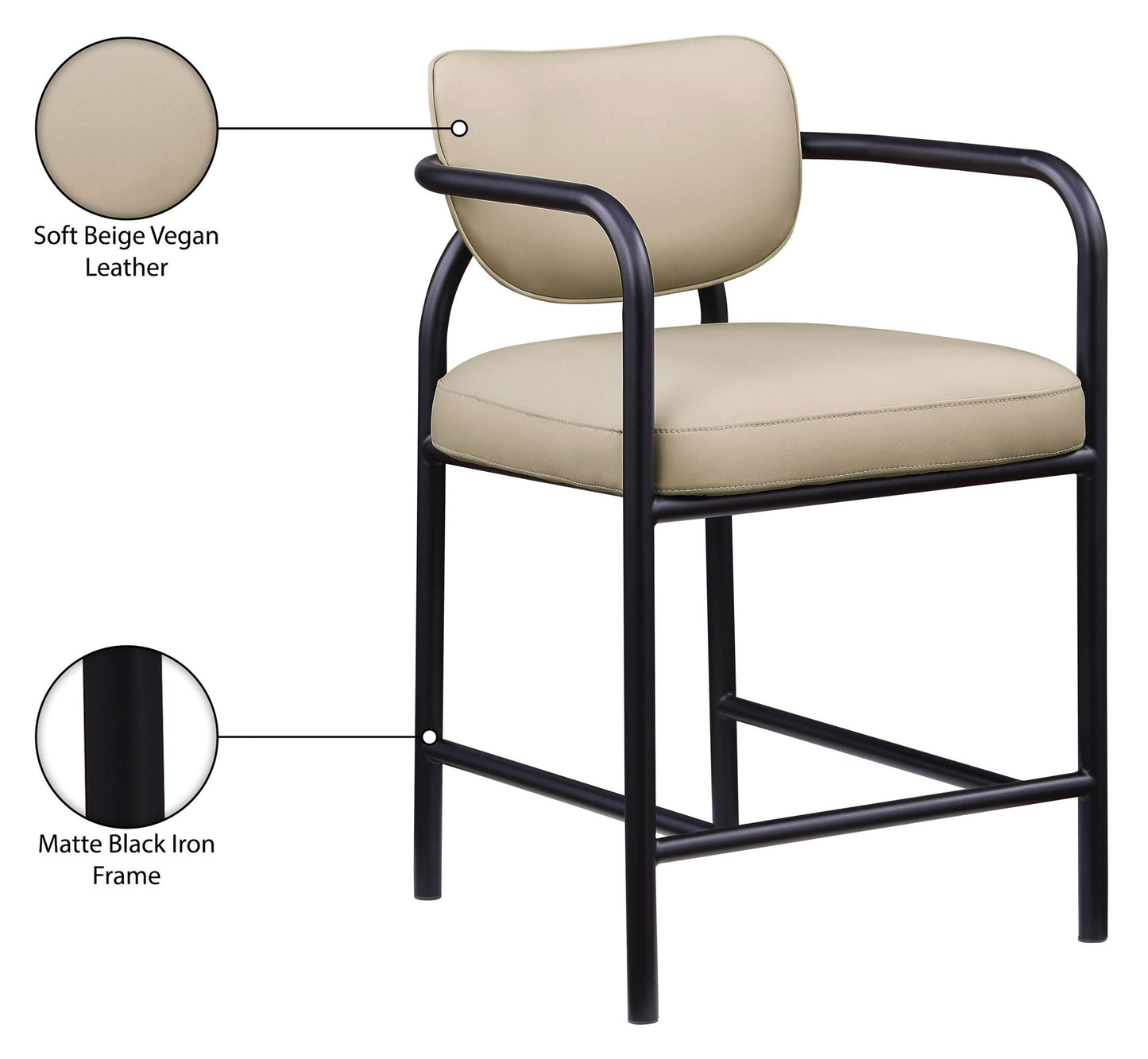 Serava - Vegan Leather Upholstered Bar Stool