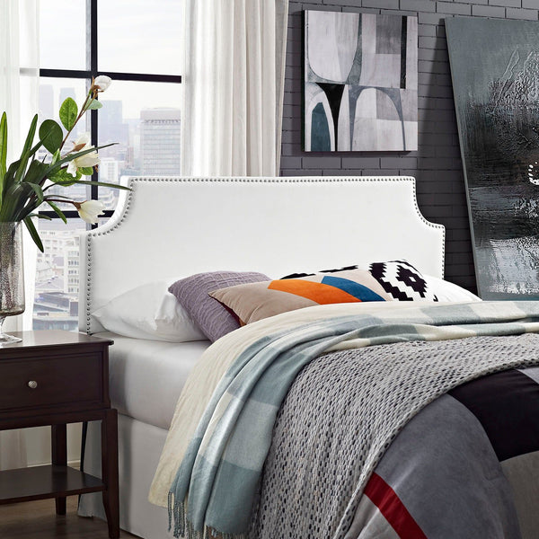 Laura Upholstered Vinyl Headboard - Queen, White
