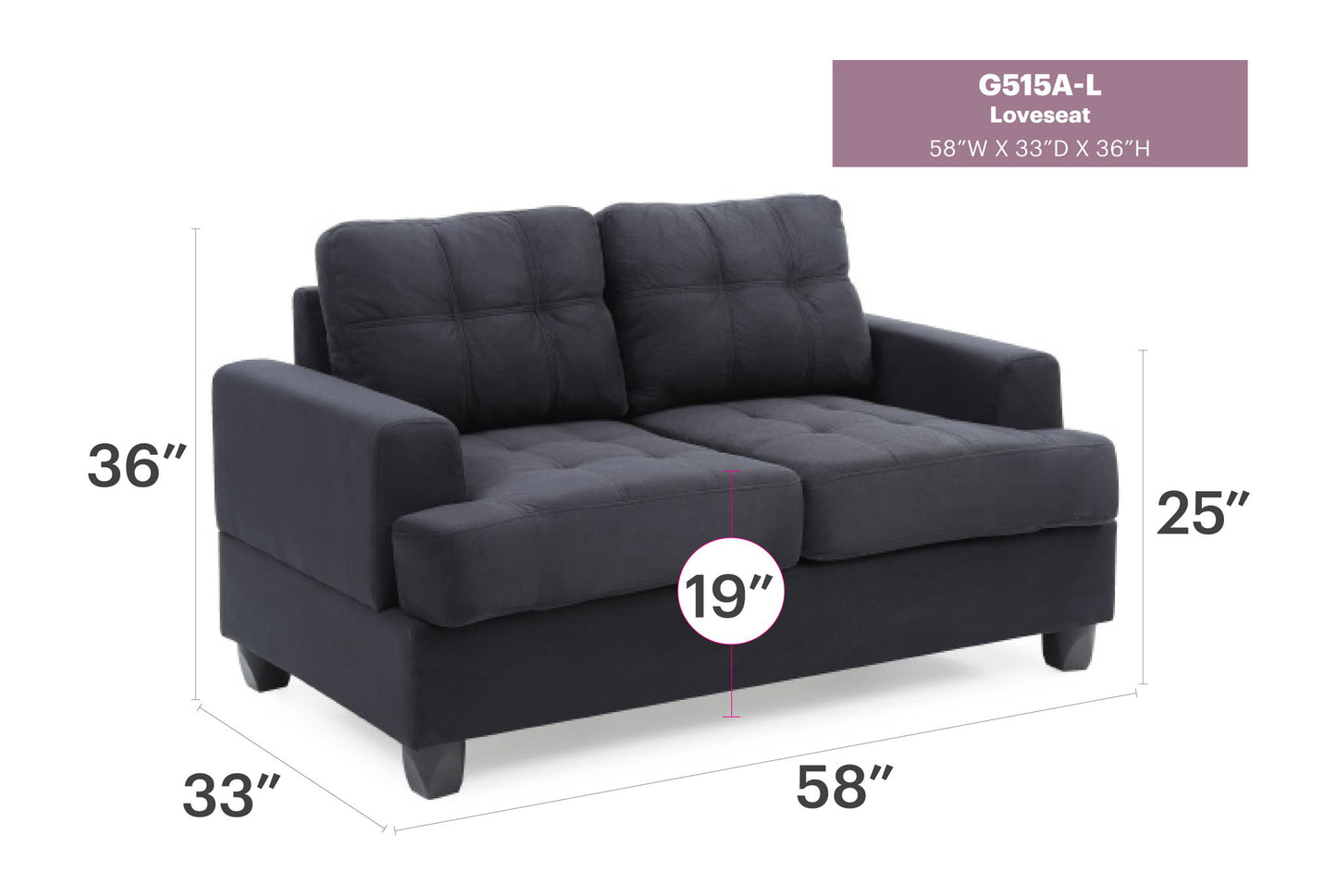 Sandridge - 36" Loveseat - Black