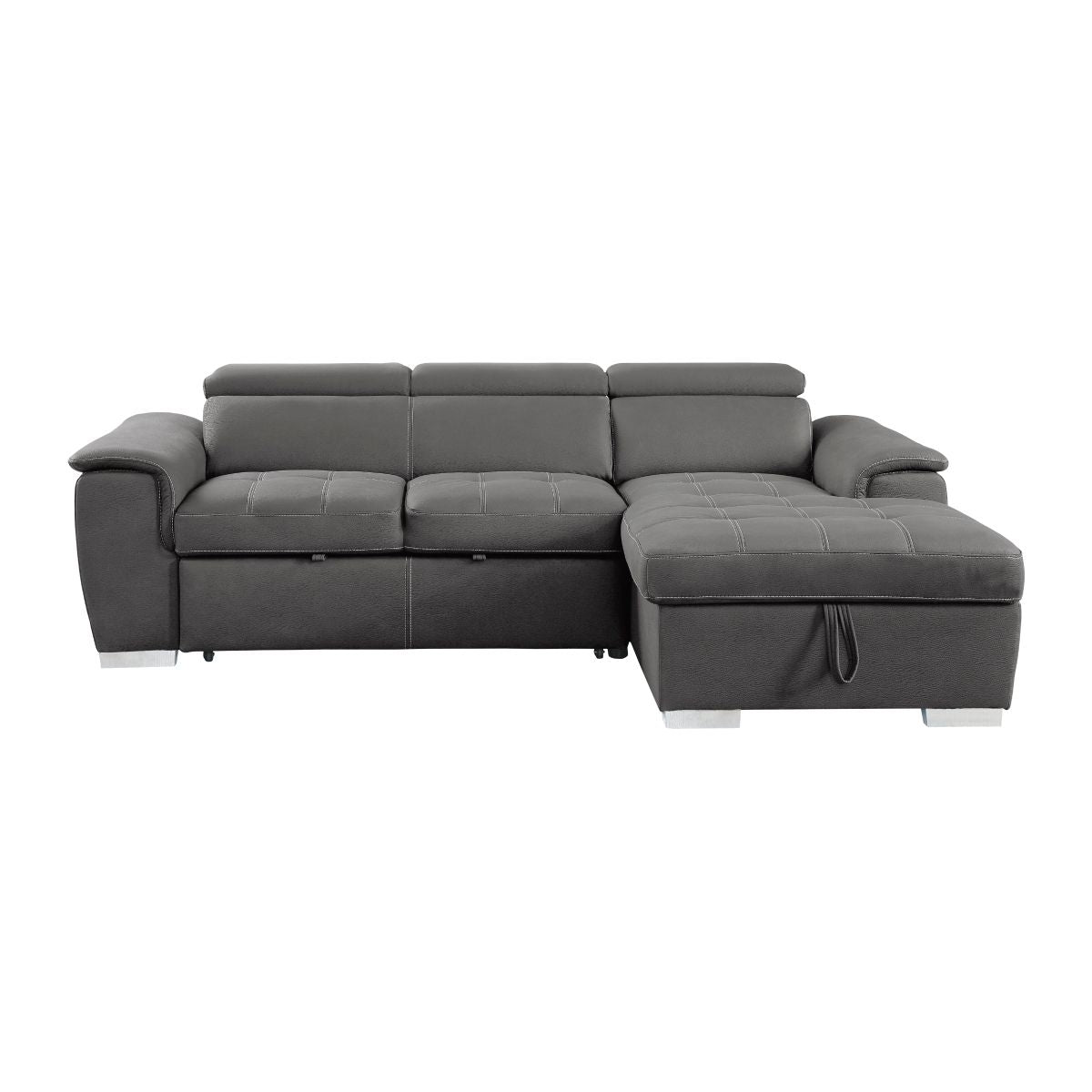 Ferriday 2-Piece Sectional with Adjustable Headrests, Pull-out Bed and Right Chaise with Hidden Storage