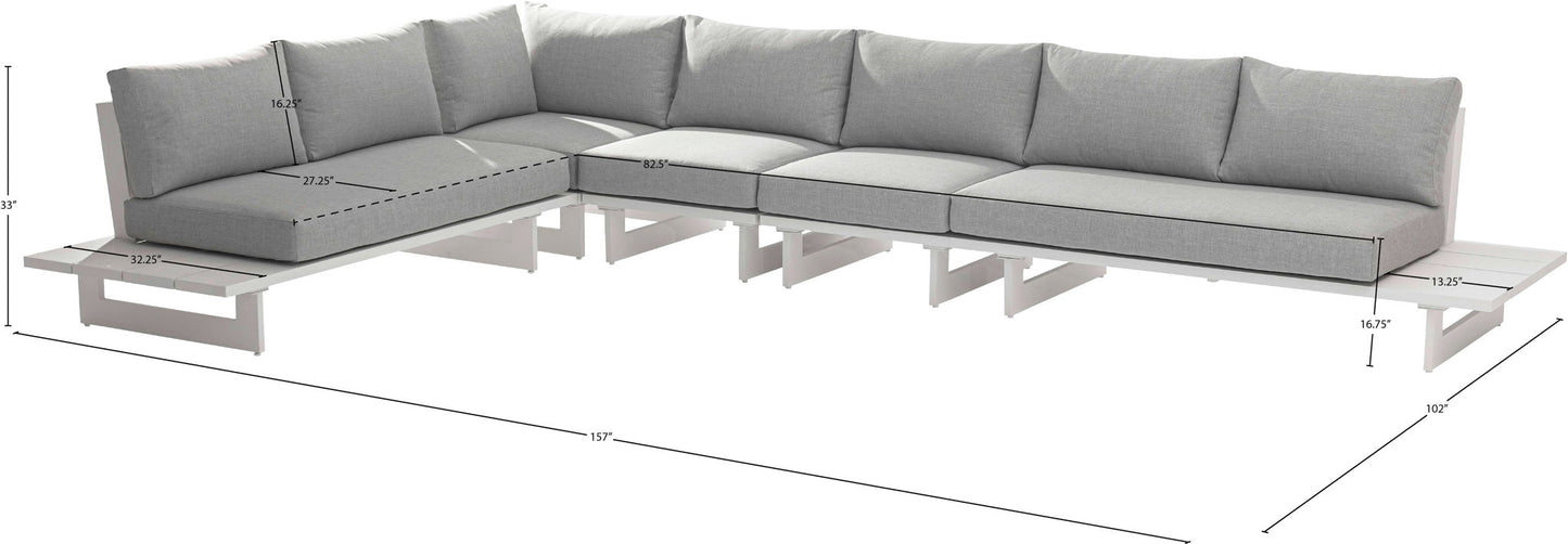 Maldives - 5 Piece Water Resistant Outdoor Patio Modular Sectional With White Base