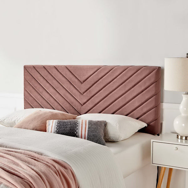 Alyson Angular Channel Tufted Performance Velvet Headboard - Full/Queen, Dusty Rose
