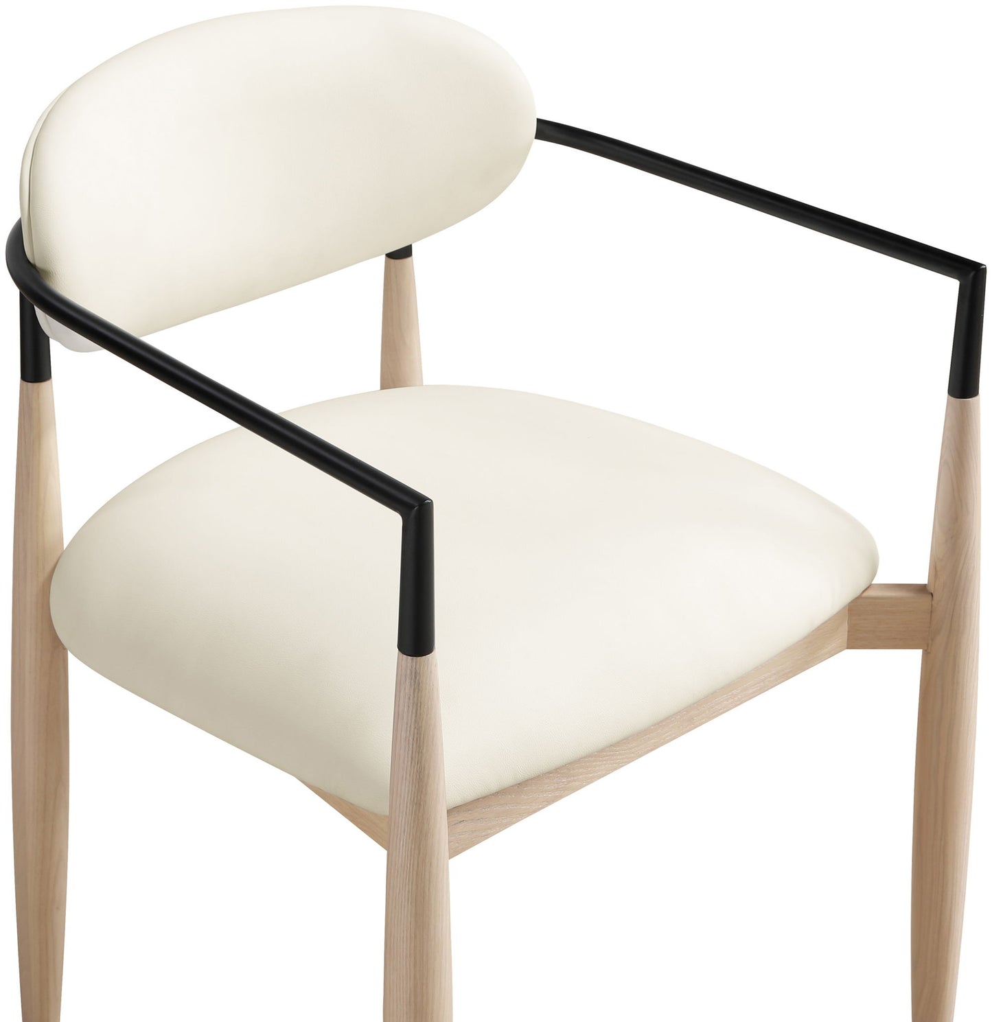 Riccio - Faux Leather Dining Arm Chair (Set of 2) - Natural Frame
