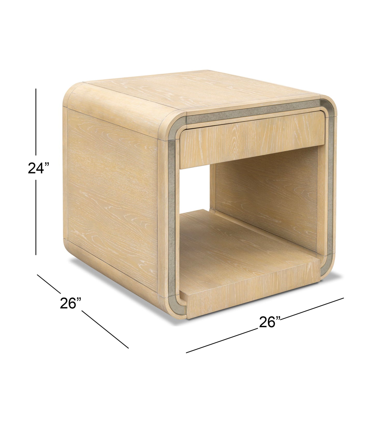 Damone - End Table - Cerused White Oak