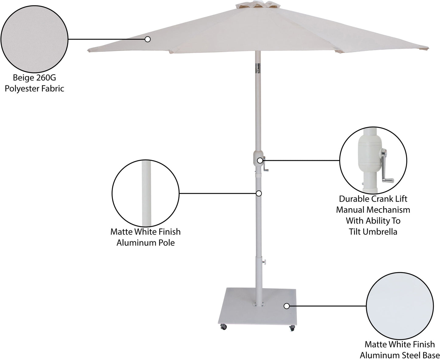 Fiji - Aluminum Patio Umbrella With Square White Base