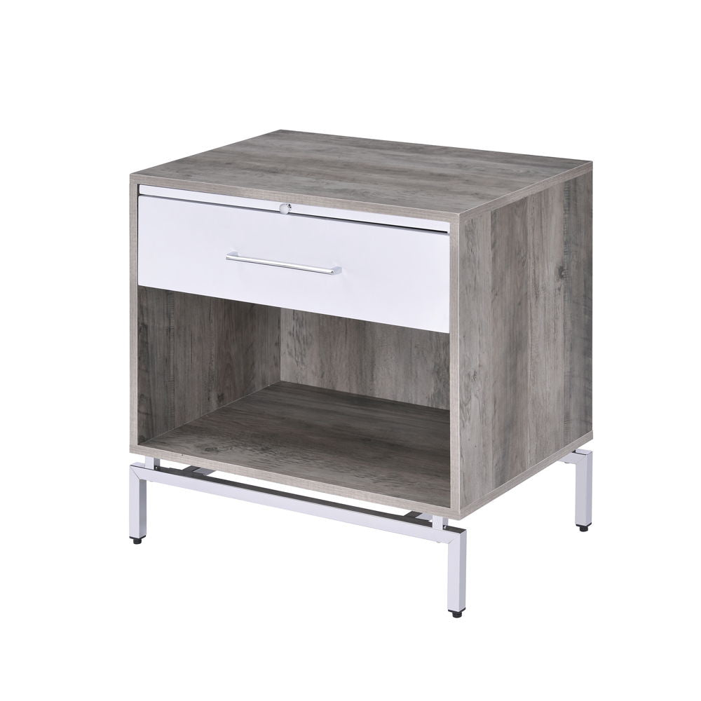 Cistus - Accent Table - Weathered Gray Oak & White