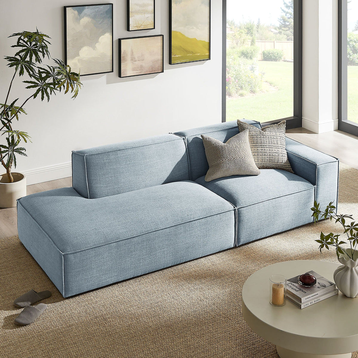 Restore 2-Piece Performance Fabric Upholstered Modular Loveseat - Sky