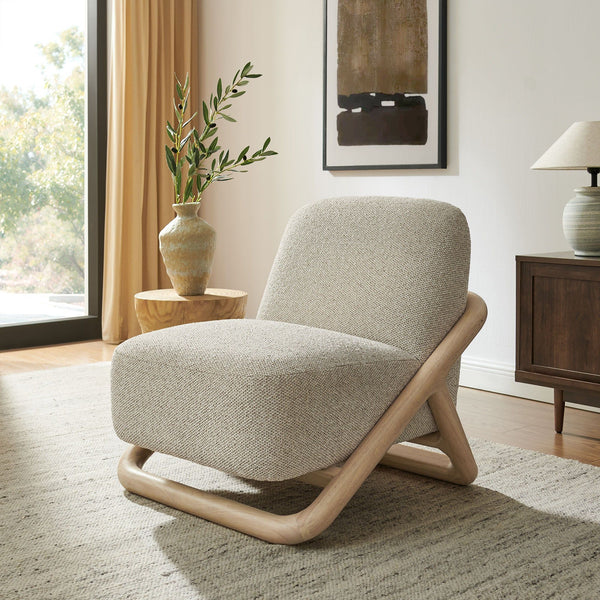 Vander Textured Fabric Accent Chair - Oak Marble