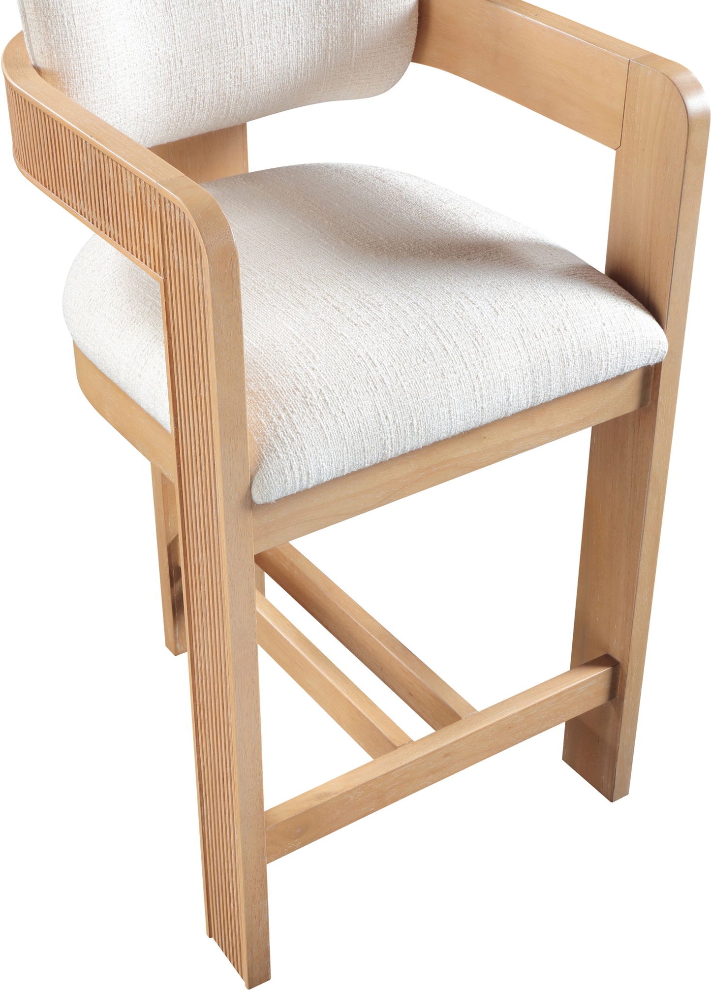 Sacha - Linen Stool With Natural Base