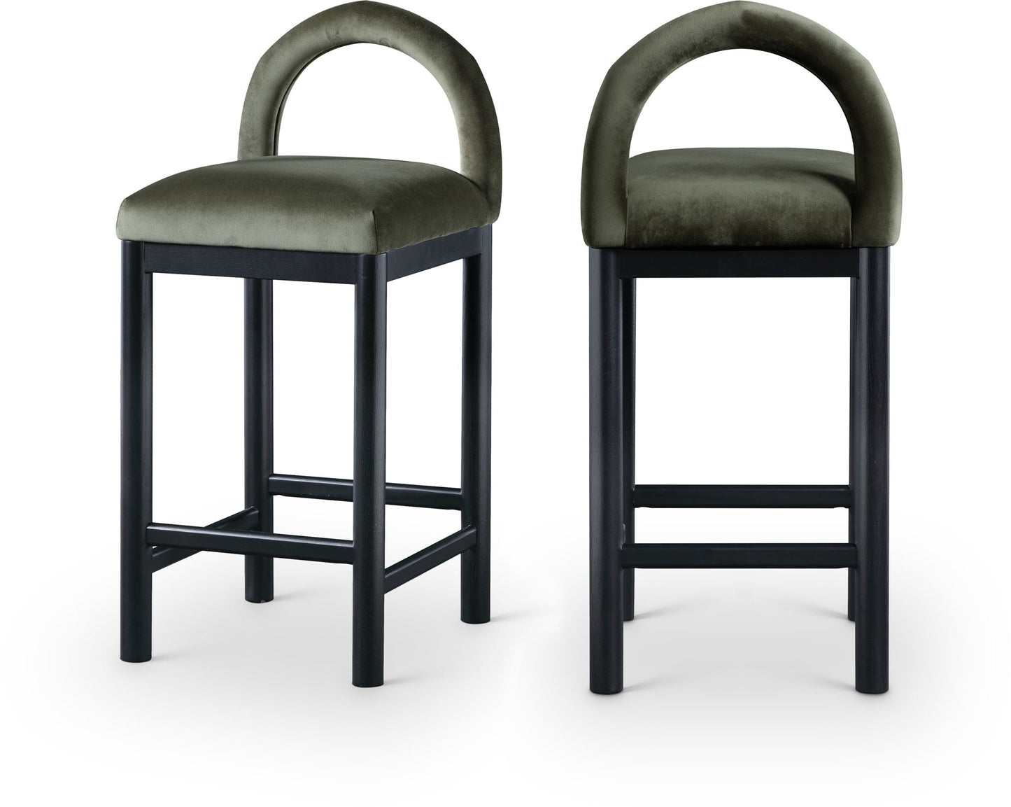 Conrad - Velvet Counter Stool With Black Legs