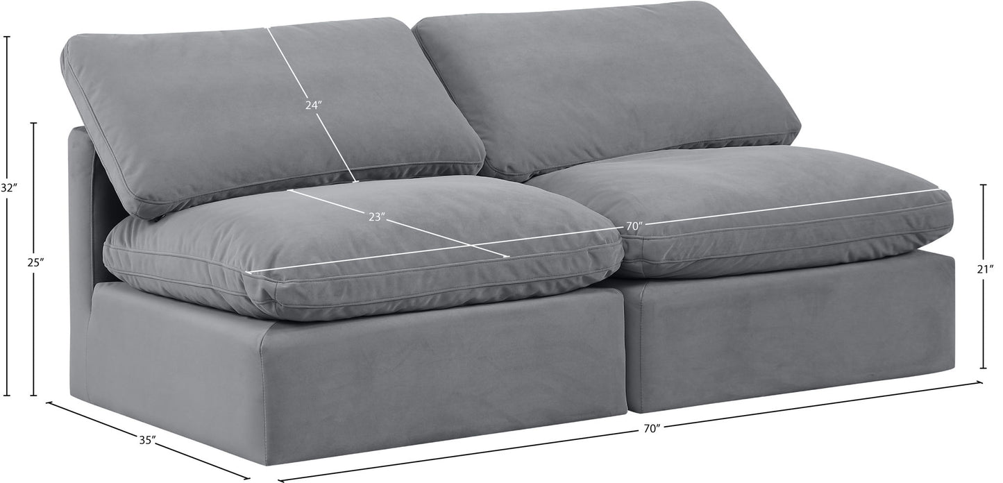 Indulge - Velvet 2 Seat Modular Armless Sofa