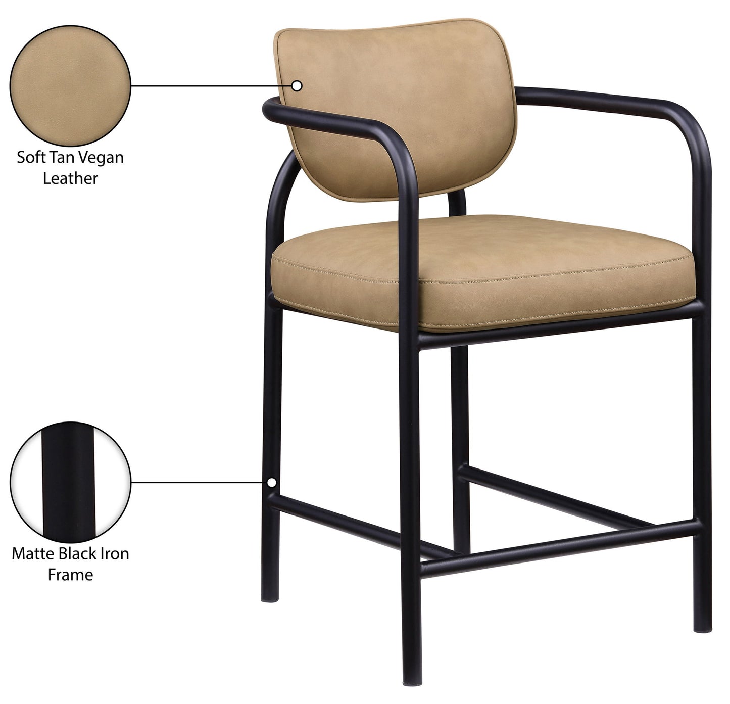 Serava - Faux Leather Upholstered Bar Stool - Tan