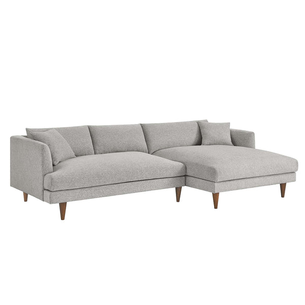 Zoya Right-Facing Down Filled Overstuffed Right Sectional Sofa - Heathered Weave Light Gray