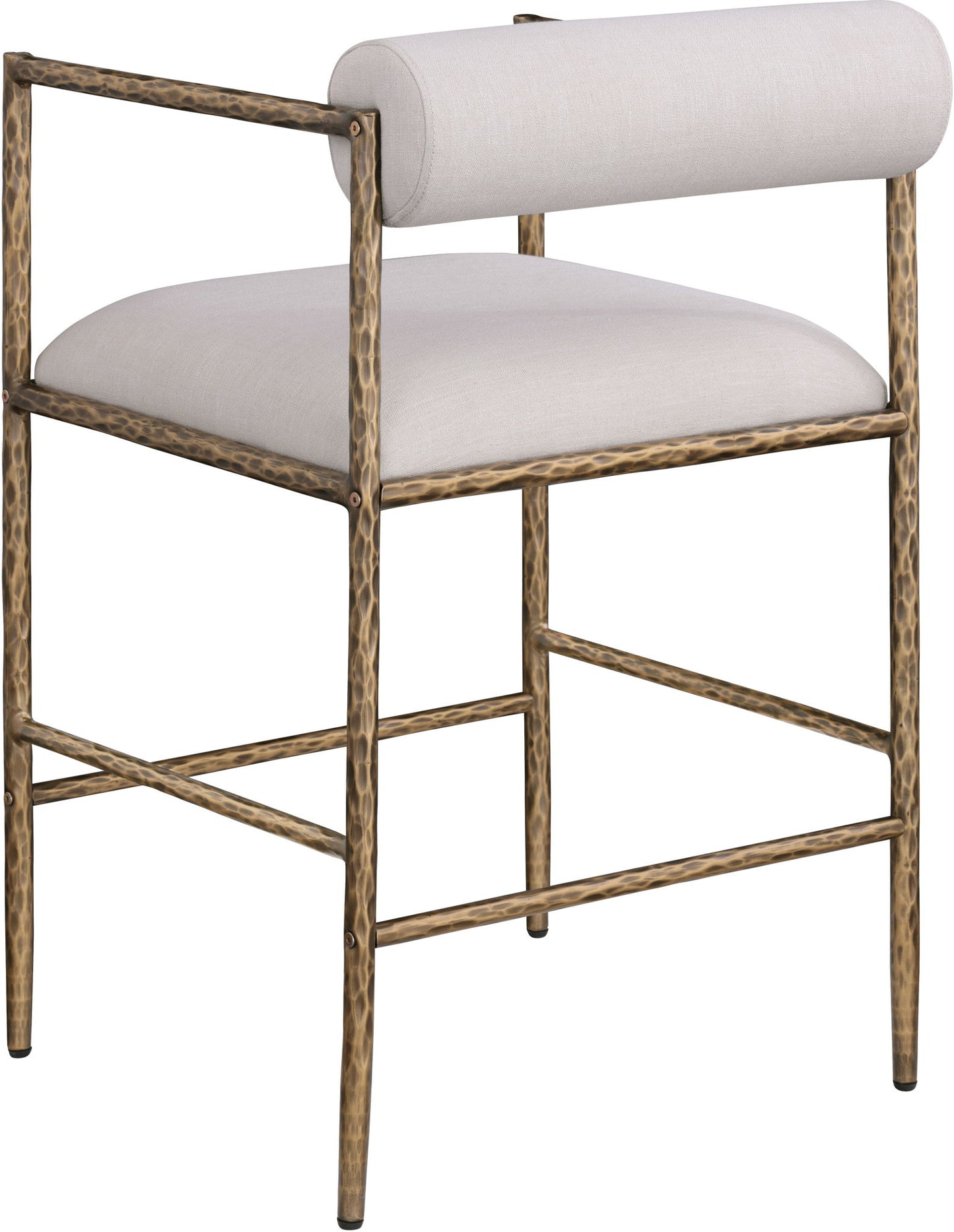 Axis - Linen Textured Beige Fabric Upholstered Counter Stool (Set of 2)