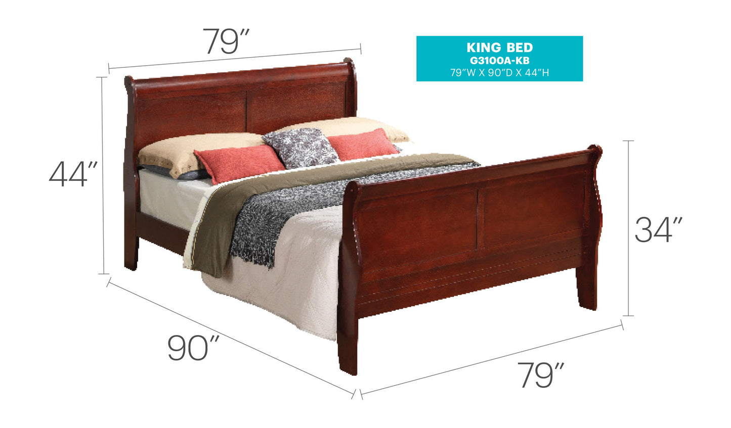 Glory Furniture - Louis Phillipe - Sleigh Bed