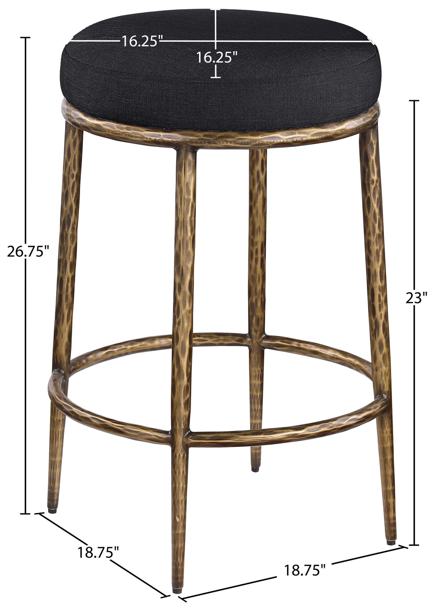 Ferro - Upholstered Backless Counter Stool With Brushed Gold Base