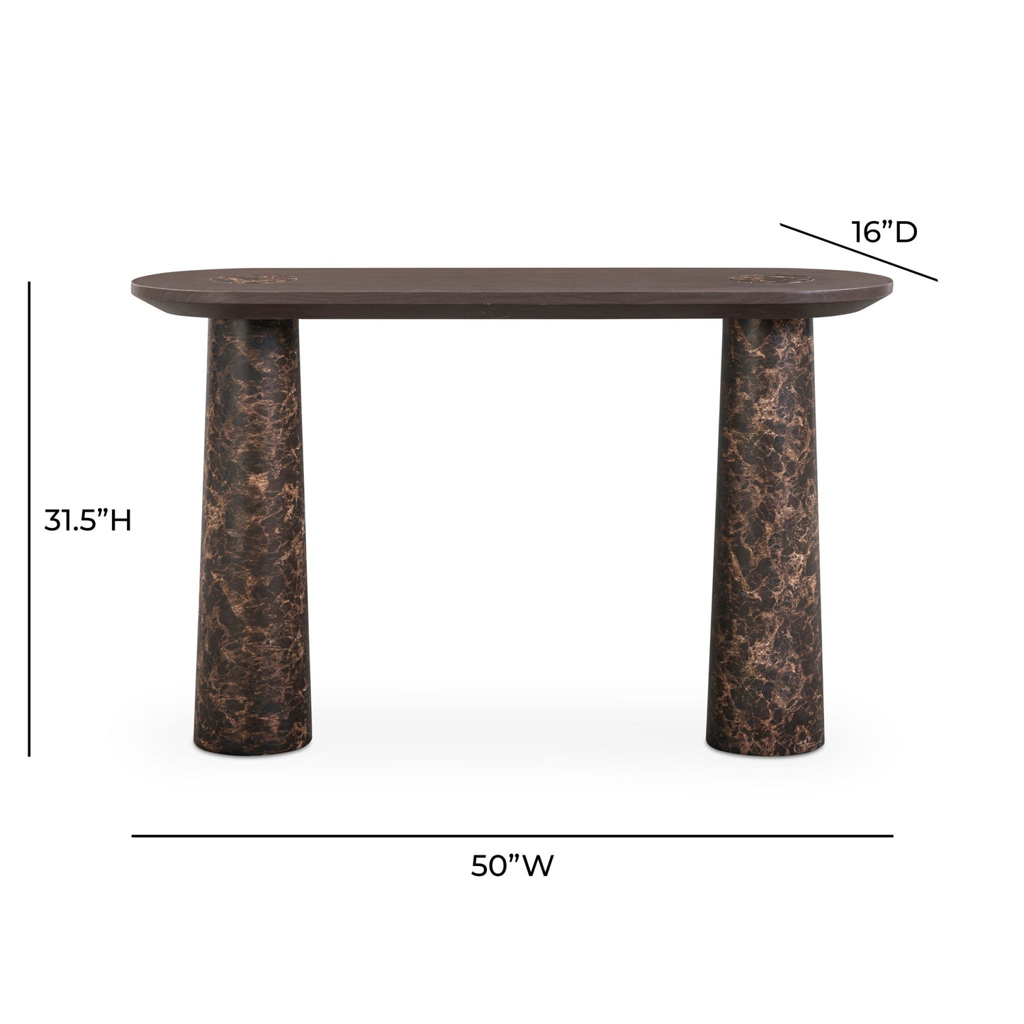 Braya - Faux Emperador Marble Console Table - Dark Brown