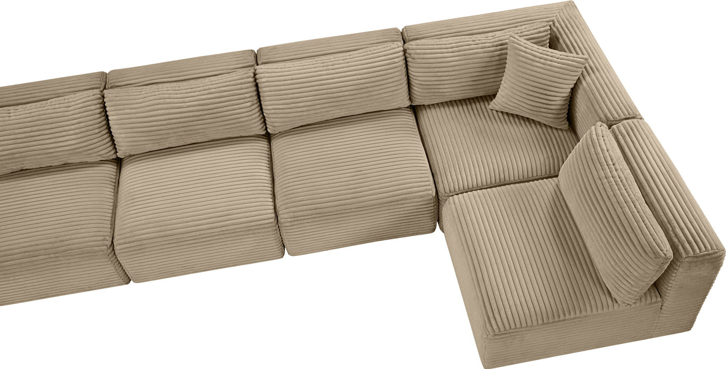 Shaggy - Fabric 7 Piece Modular U-Shaped Armless Sectional