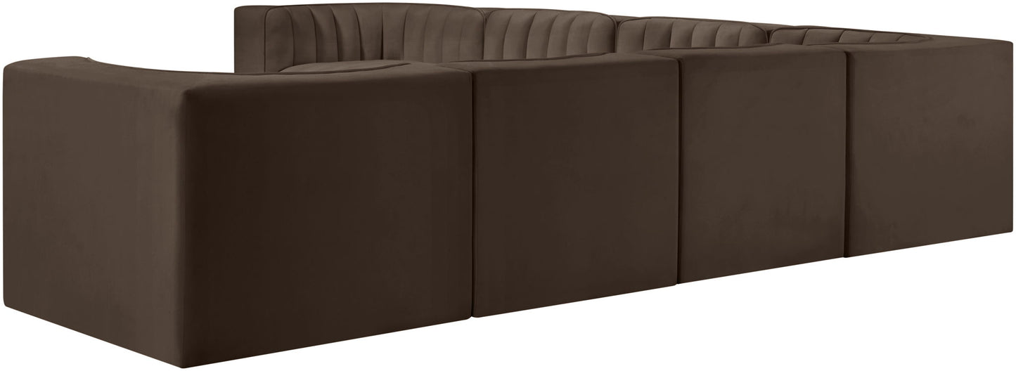 Rummi - Symmetrical Velvet Performance Fabric Upholstered 7 Piece Modular Sectional (With 3 Corner Chairs)