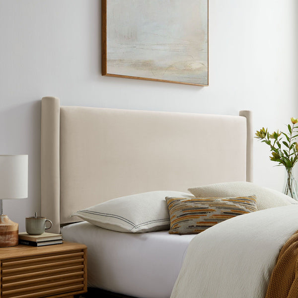 Rael Performance Velvet Headboard - King, Alabaster