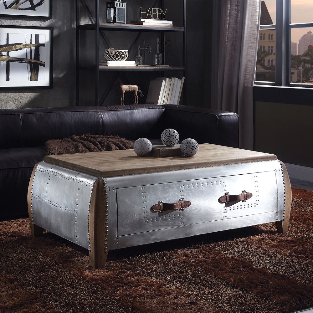 Brancaster - Coffee Table - Antique Oak & Aluminum