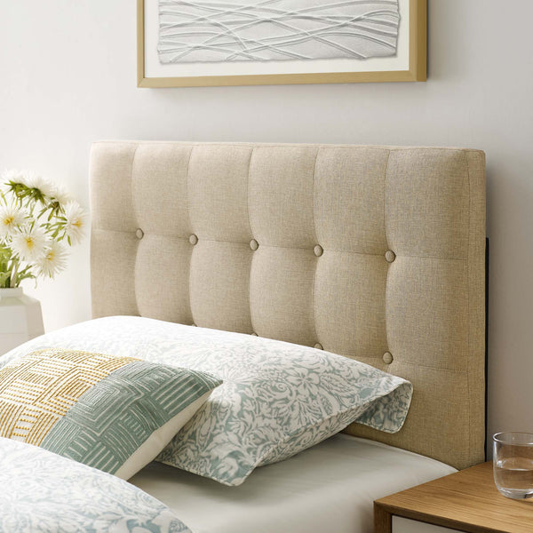 Emily Upholstered Fabric Headboard - Twin, Beige