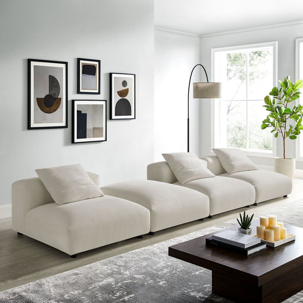 Solace 4-Piece Modular Upholstered Fabric Sectional Sofa - Salt