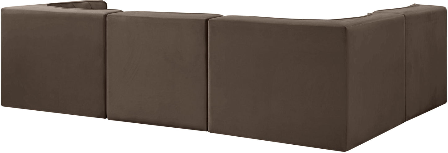 Rummi - Velvet Performance Fabric Upholstered 4 Piece Modular Sectional