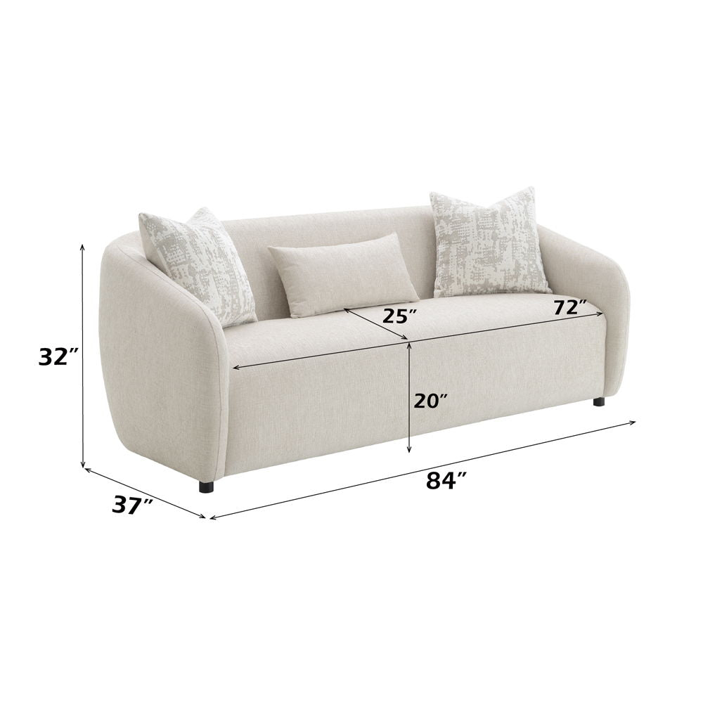 Etienne - Sofa With 3 Pillows - Beige Linen