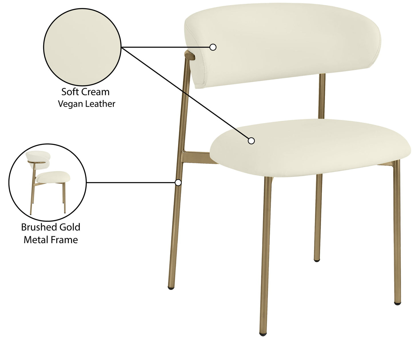 Lupita - Dining Chair With Brushed Gold Legs (Set of 2)