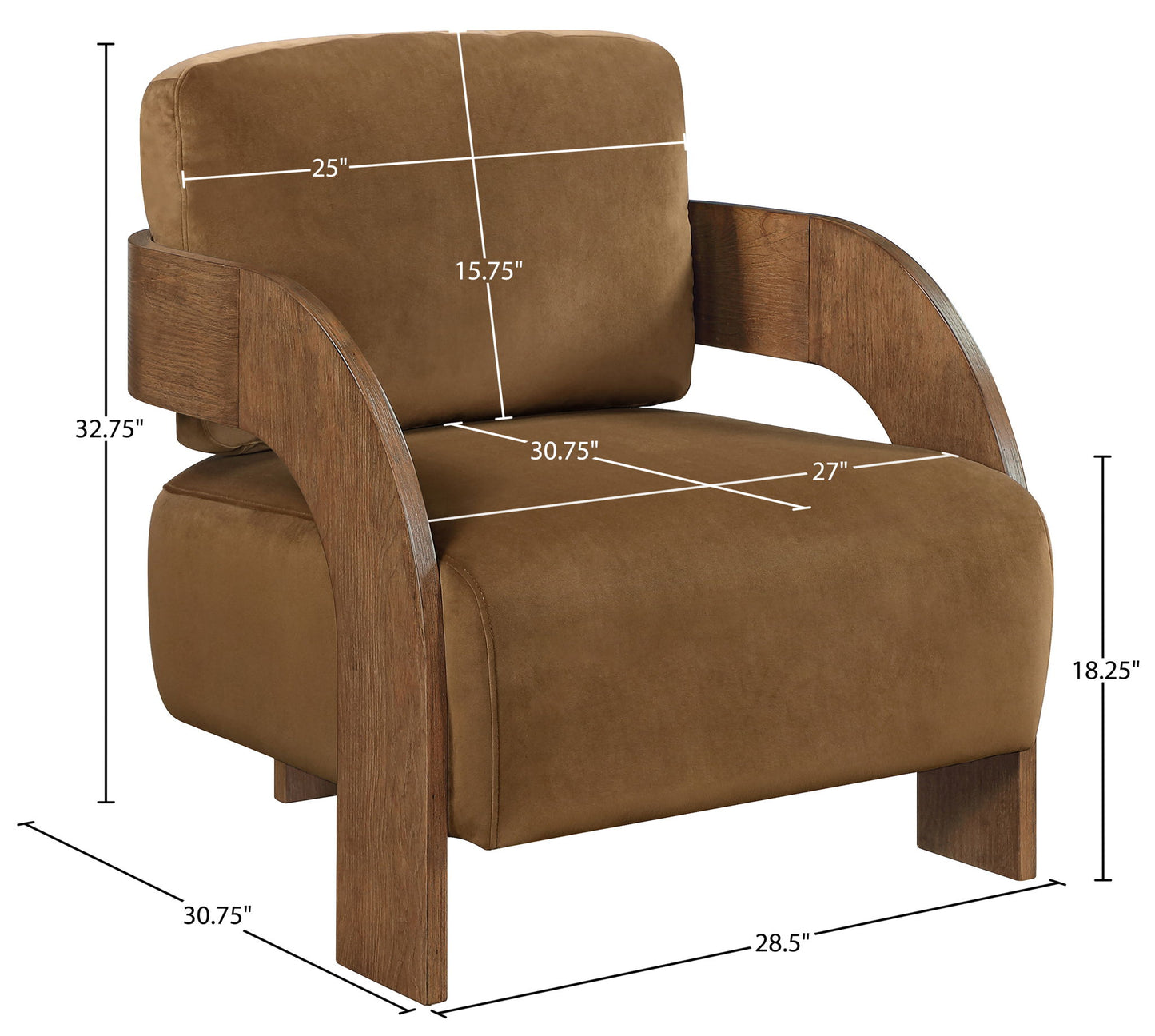 Cedra - Velvet Performance Fabric Upholstered Accent Chair - Brown Frame