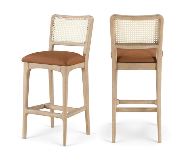 Atrium - Upholstered Bar Stool (Set of 2) - Brushed Natural Frame