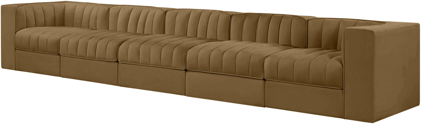 Rummi - Velvet Performance Fabric Upholstered 5 Piece Modular Sofa
