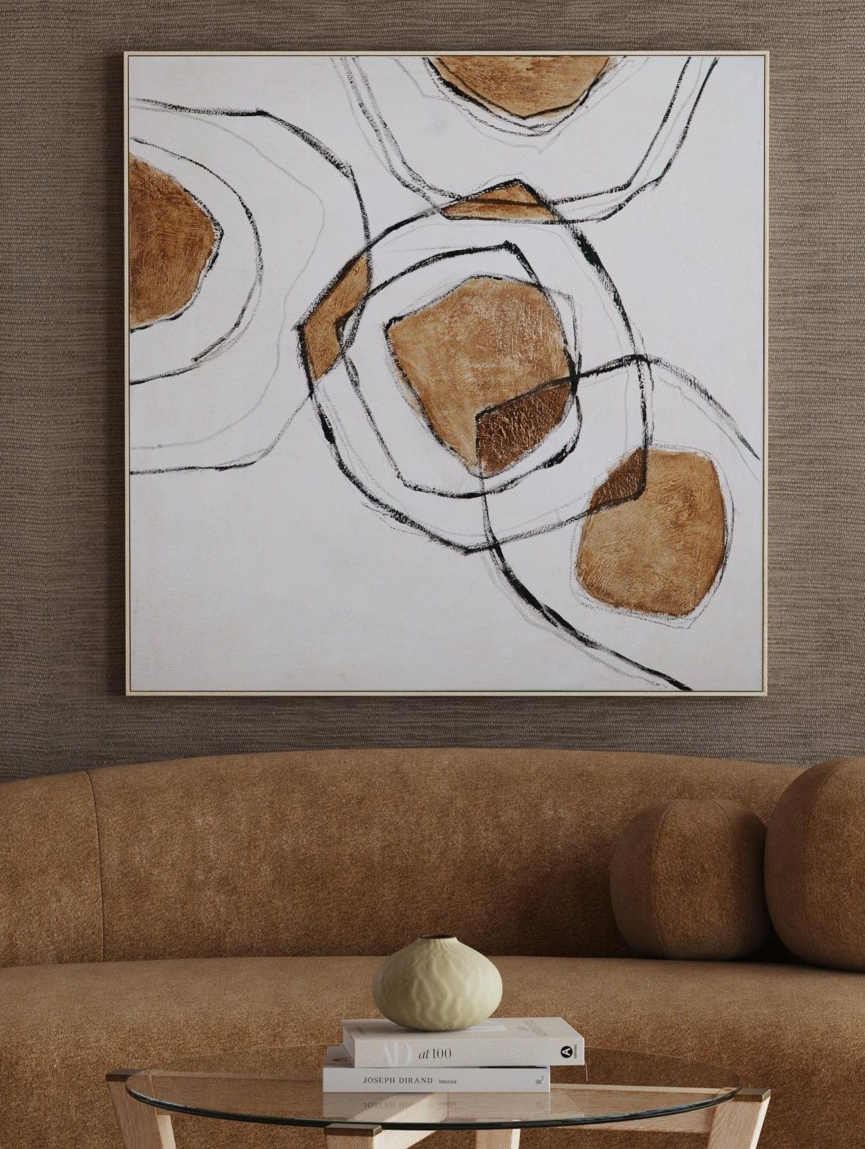 Rhetoric Canvas Art - White / Light Brown