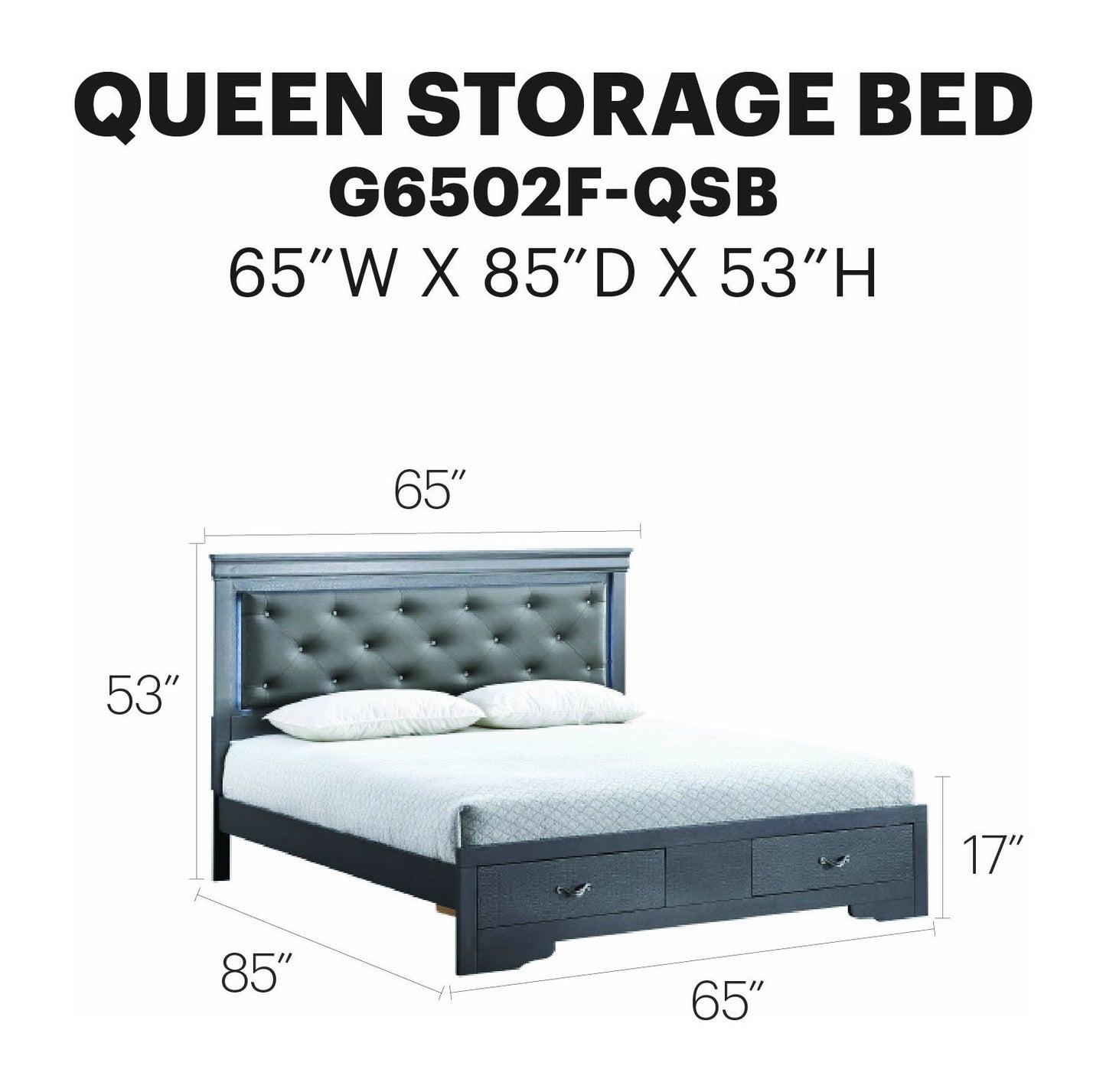 Glory Furniture - Lorana - Storage Bed With LED