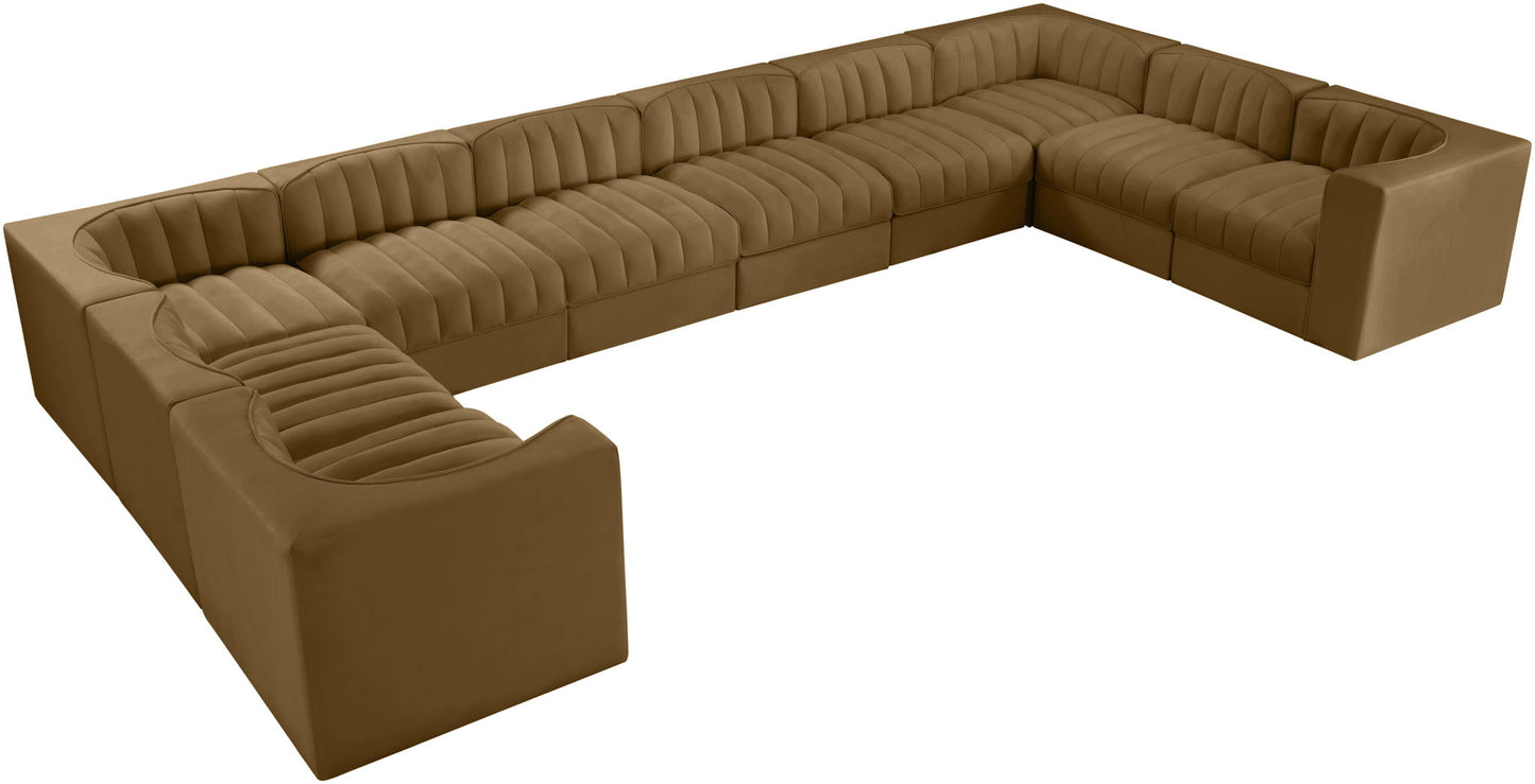 Rummi - Velvet Performance Fabric Upholstered 10 Piece Modular Sectional