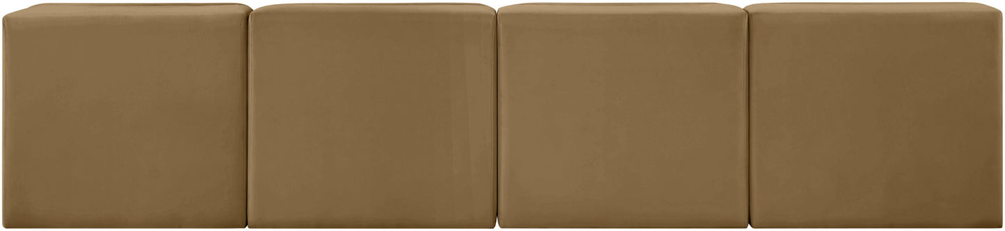 Rummi - Armless Velvet Performance Fabric Upholstered 4 Piece Modular Sofa