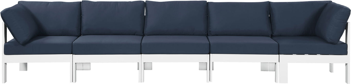 Nizuc - Outdoor Patio 5 Seat Modular Sofa With White Frame