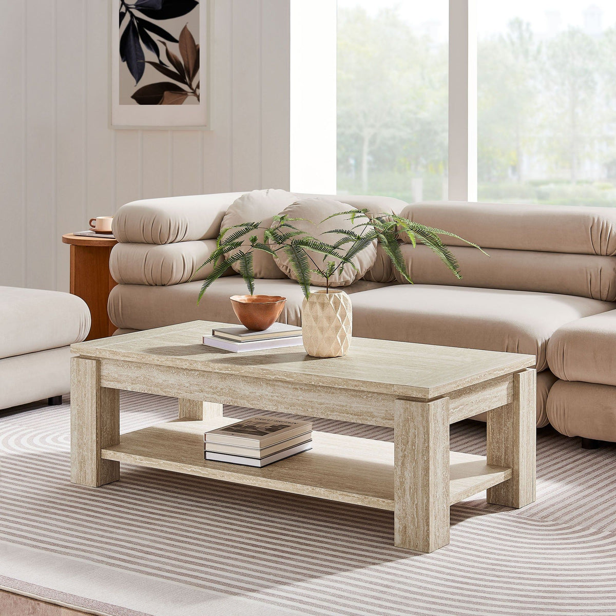 Hollis Travertine Coffee Table - Travertine