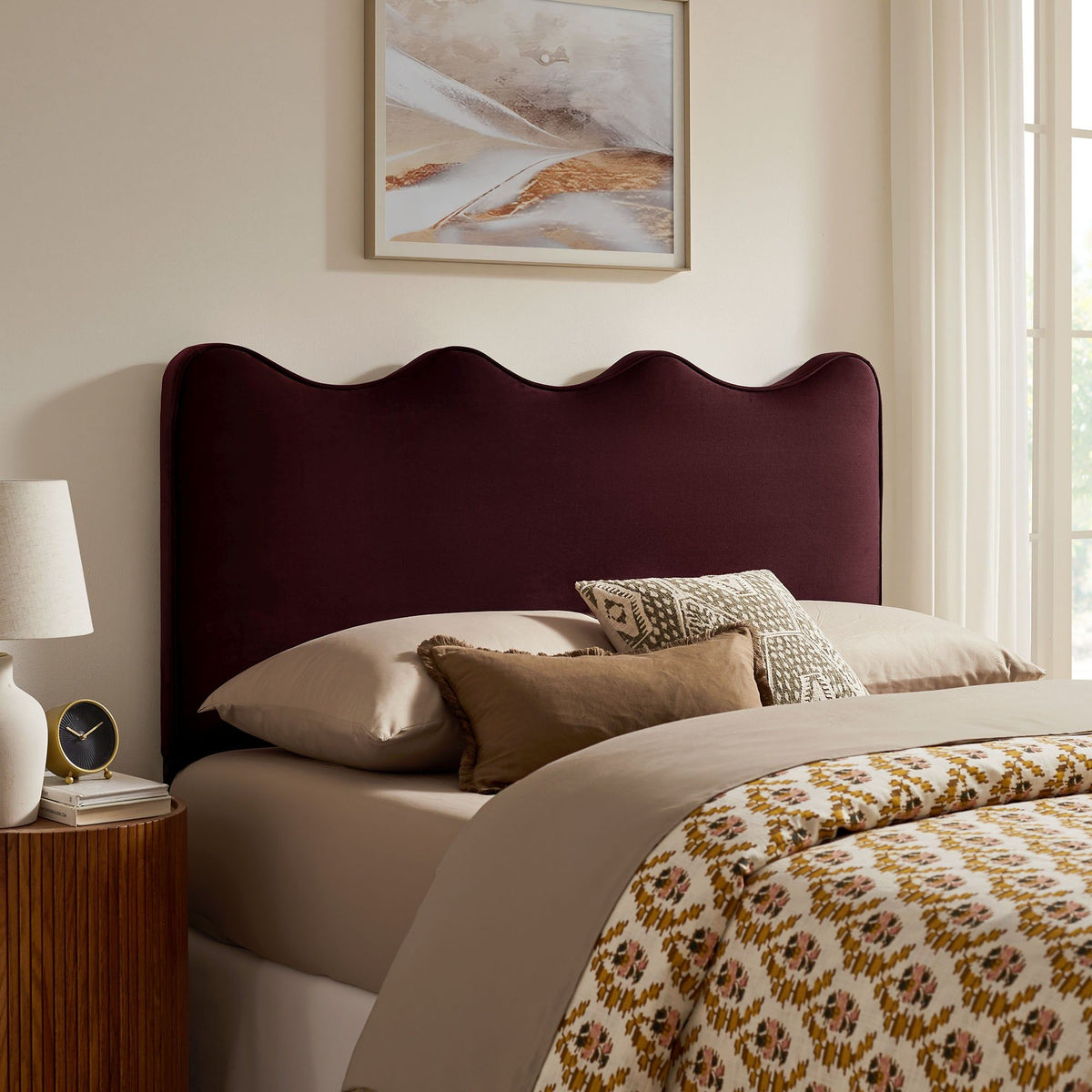 Athena Upholstered Headboard - Queen, Mulberry