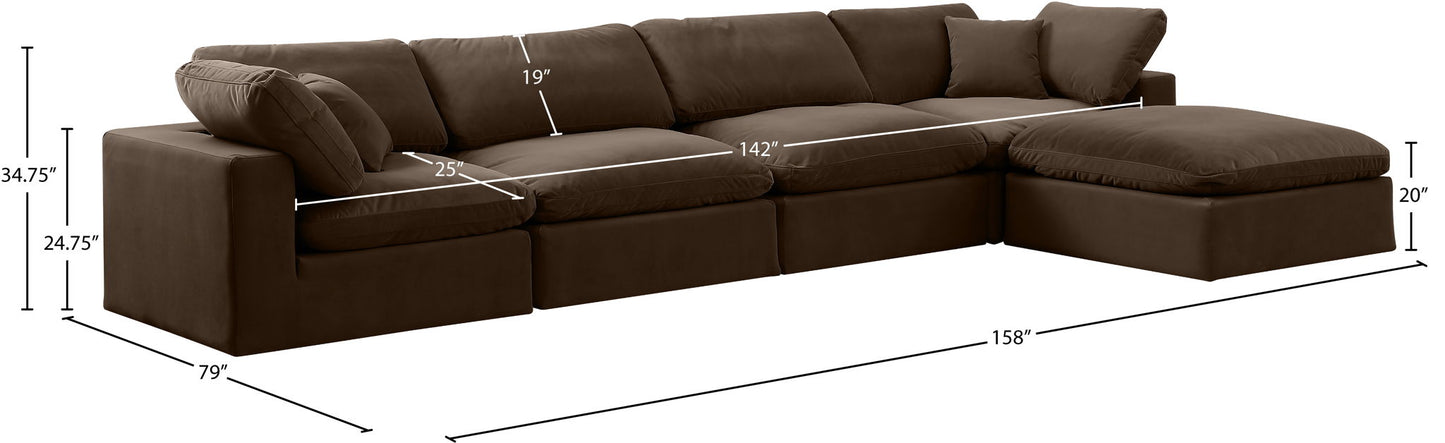 Comfy - 5 Piece Velvet Modular Sectional With Chaise