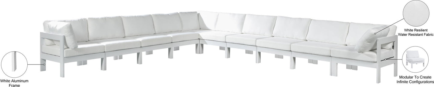 Nizuc - Outdoor Patio 10 Piece Modular Sectional With White Frame