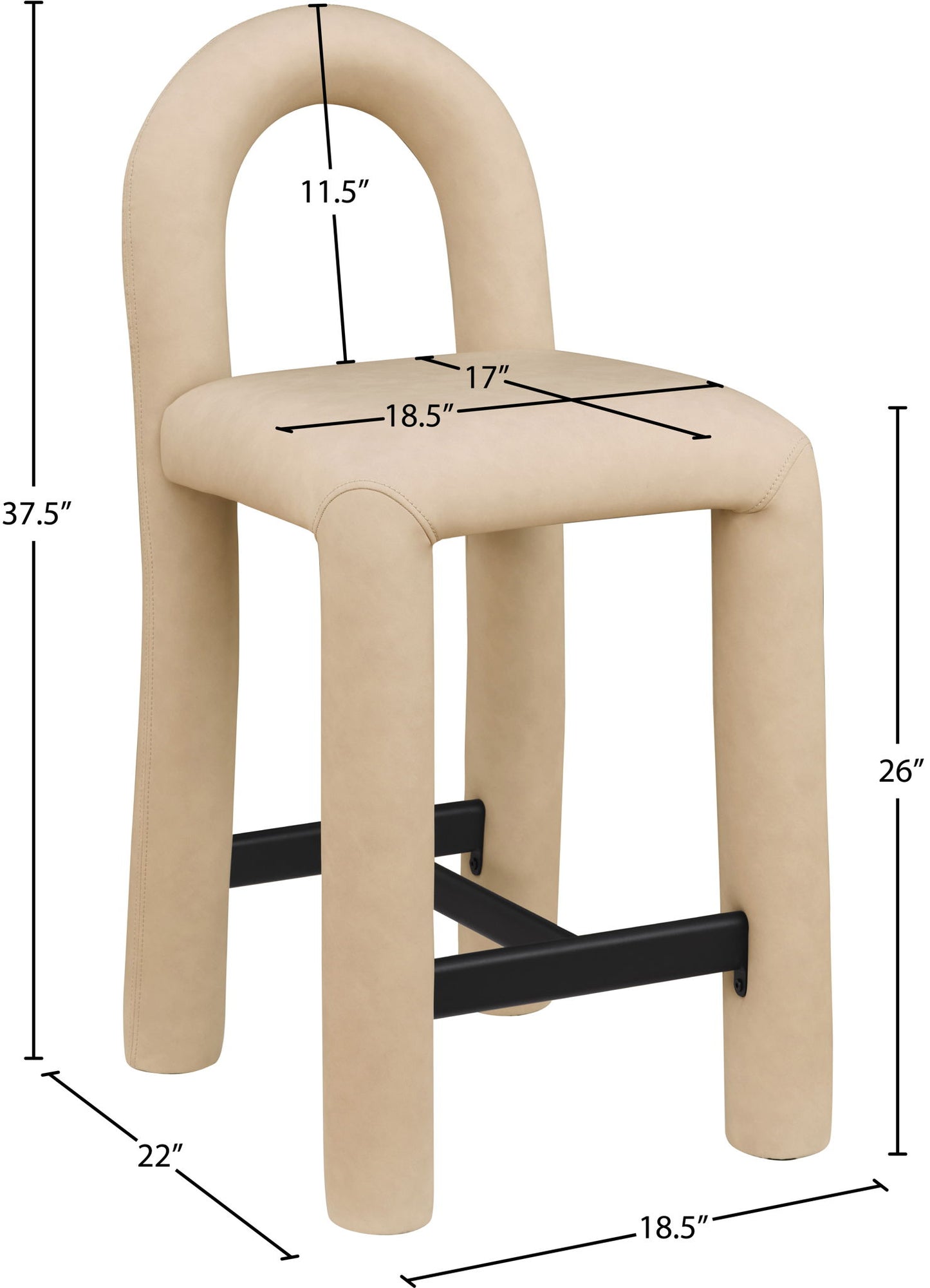 Amari - Vegan Leather and Boucle Fabric Stool