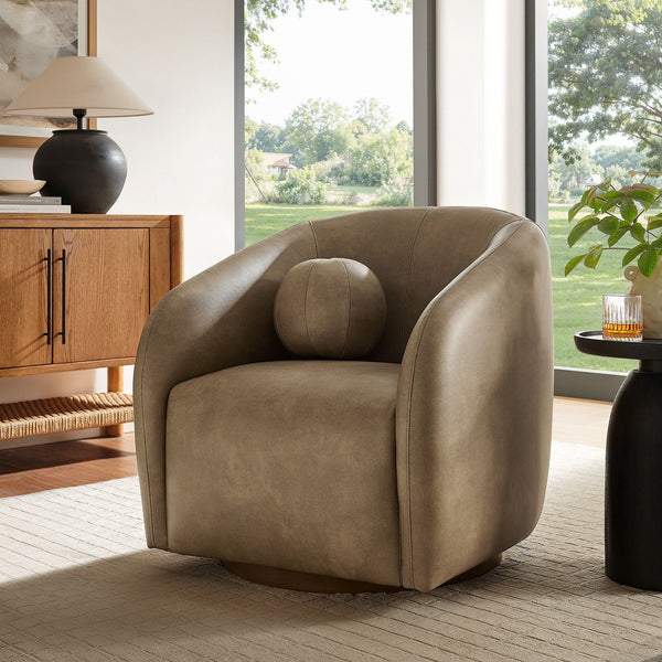 Holland Swivel Vegan Leather Armchair - Mushroom