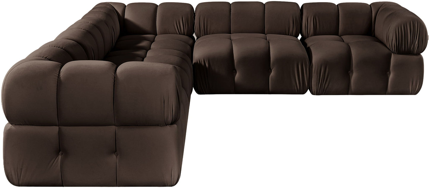 Orin - Velvet 5 Piece Modular Corner Sectional